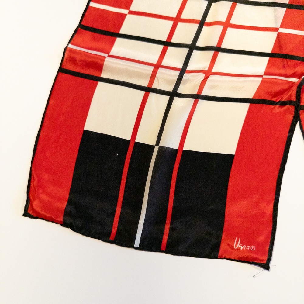 Silk Scarf Lot 4 Pieces Square Rectangular Stripe Plaid Animal Vera Isa Ginnie - Picture 14 of 16